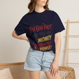 Inspirational Graphic T-Shirt — "Put God First, Hustle for the Money, Put Yourself in Power"
