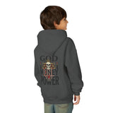 Youth Hoodie "God Money Power" Skull Graphic