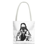 Tote Bag — Saint Icon Graphic Tote with Face Mask (Stencil Black)