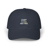 Dad Cap — Minimalist Tiny Text White Baseball Hat