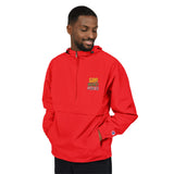 God Money Power- Royal Blue Packable Anorak Jacket with Floral Patch — Lightweight Hooded Windbreaker