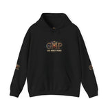 GMP Logo Hoodie — Classic White Pullover with Subtle Gold Accent