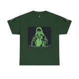 Graphic Tee — 'God Money Power' Neon Saint Illustration