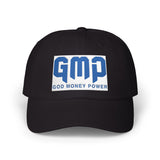 GMP "God Money Power" Embroidered Dad Cap - White Religious Baseball Hat