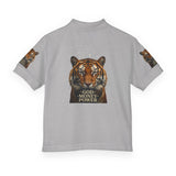 Youth Polo Shirt - Tiger Graphic "God • Money • Power"