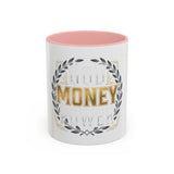 Coffee Mug — 'God Money Power' Laurel Accent Ceramic Mug (11/15oz)