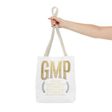 GMP Tote Bag - "God Money Power" Gold Lettering Inspirational Canvas Tote