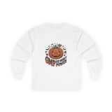 Long Sleeve Tee — Halloween Pumpkin "GMP: God Money Power" Graphic