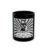 11oz/15oz Black Ceramic Mug — 'God Money Power' Rebel Icon Graphic