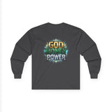 Long Sleeve Tee — "God Money Power" Graphic Spiritual Streetwear