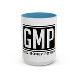 GMP 'God Money Power' Accent Coffee Mug – Bold Black Logo 11/15oz