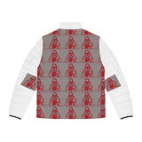 Men's Red Retro Surf Puffer Jacket — All-Over Print Vintage Surfer Pattern