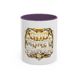 Coffee Mug — "God Money Power" Gold Emblem Accent Mug