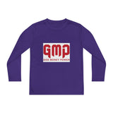 God Money Power (GMP) Youth Long Sleeve Tee — Red Logo Athletic Shirt
