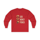GMP Long Sleeve Tee — God Money Power Gold Graphic