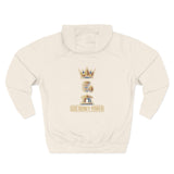 God Money Power Hoodie — Crown & Coin Vertical Graphic Fleece Hoodie