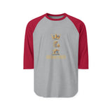 Raglan Shirt — Gold Crown 'God Money Power' Graphic Baseball Tee