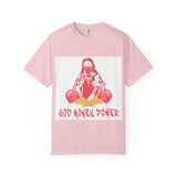 T-Shirt — "God Money Power" Graphic Tee (Religious Streetwear, Red Pop Art Design)