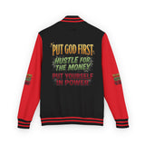 Letterman Jacket - "Put God First, Hustle for the Money" Inspirational Varsity Jacket