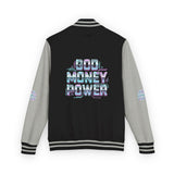 Letterman Jacket — 'God Money Power' Retro Graphic Varsity Jacket