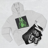 Religious Graphic Hoodie — 'God Money Power' Green Icon Print