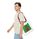Jesus Face Mask Tote Bag – Green & Red Religious Graphic Shopper
