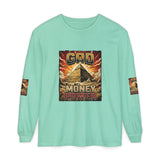 Long Sleeve T‑Shirt — "God Money Power" Pyramid Graphic