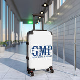 Carry-On Suitcase — "GMP: God Money Power" Blue Logo Travel Luggage