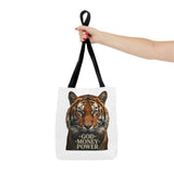Tiger 'God Money Power' Tote Bag — Bold Wildlife Statement Bag
