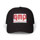 God Money Power Dad Cap – White Embroidered GMP Baseball Hat