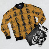 Gold Graphic Bomber Jacket - Repeating Hooded Figure AOP