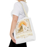 Egyptian Pyramid Tote Bag — "God Money Power" Sun & Ankh Graphic