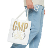 GMP Tote Bag - "God Money Power" Gold Lettering Inspirational Canvas Tote