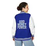 Letterman Jacket — 'God Money Power' Retro Chrome Varsity Jacket
