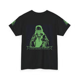 Graphic Tee — 'God Money Power' Neon Saint Illustration