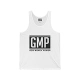 GMP "God Money Power" Tank Top — Bold Monochrome Logo Muscle Tee