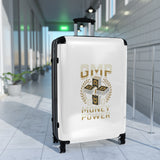 Money Power Suitcase – White Carry-On Luggage with GMP Cash Design