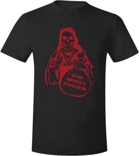 God Money Power Skull Jesus ”Black/Red” T-Shirt