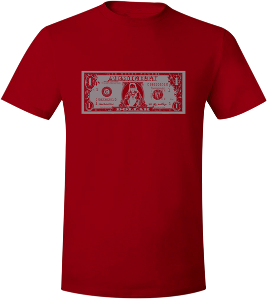 God Money Power "Almighty Dollar Text" Red/Silver