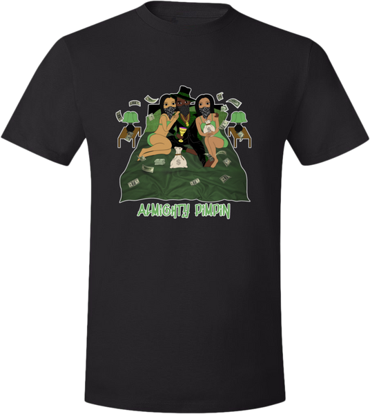 God Money Power "Almighty Pimpin" Blk/Grn T-Shirt