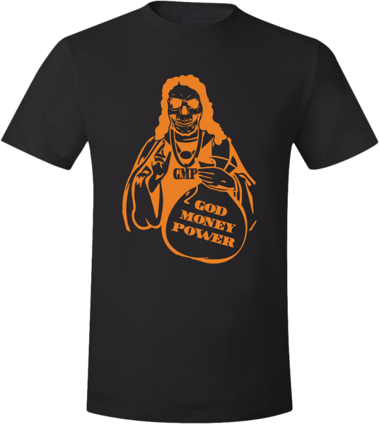 God Money Power Skull Jesus ”Black/Orange” T-Shirt