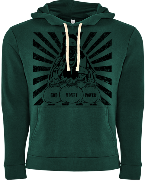 God Money Power Dark Green "Money Bags" Hoodie