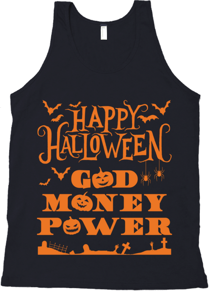 Happy Halloween God Money Power Black Tank Top
