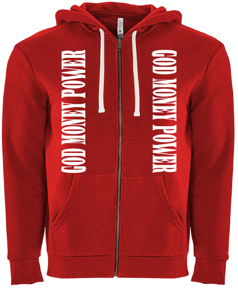 God Money Power Text ”Hoodie Jacket Red”