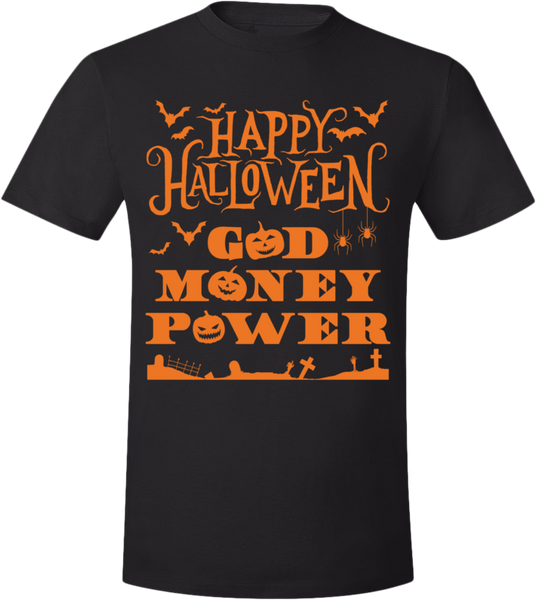 Happy Halloween God Money Power Black T-Shirt